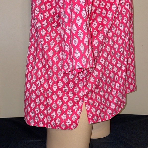 Talbots women’s XL 16 18 tunic top blouse pink white pattern embroidered cotton - Picture 5 of 11